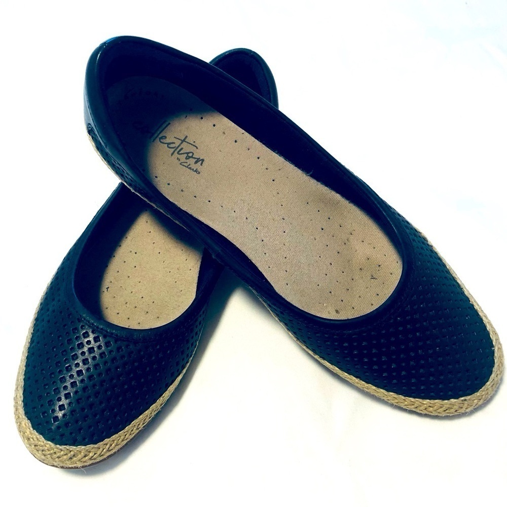 Clarks Women's Danelly Adira - Size 6.5 M - Black Espadrille Ballet Flat Slip on